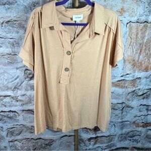 Heyson - Short Sleeve Collared Shirt - Tan - 1x - NWT